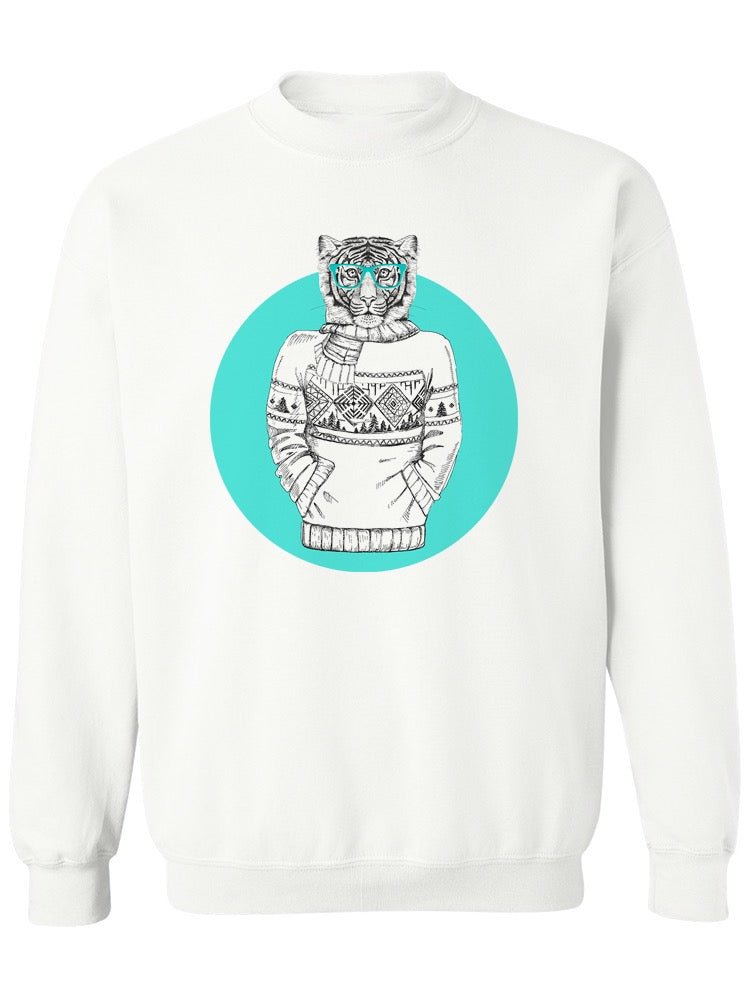 Retro Hipster Tiger Blue Sweatshirt