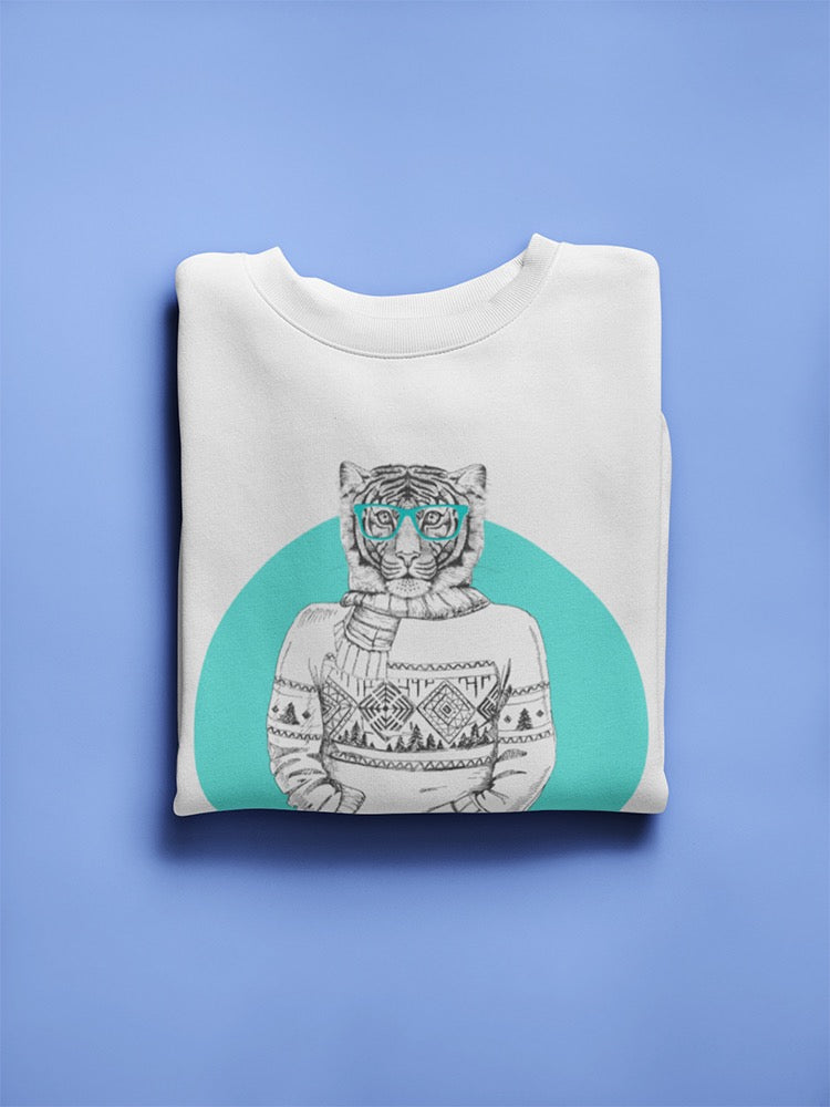 Retro Hipster Tiger Blue Sweatshirt