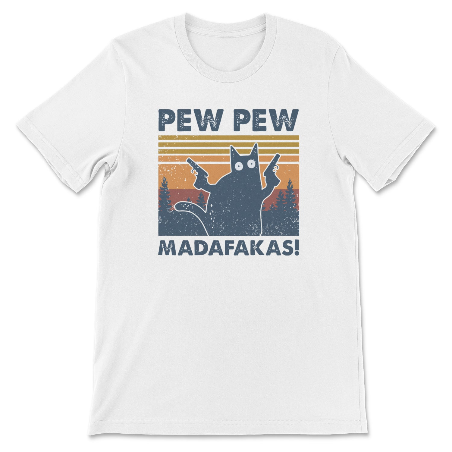 Pew Pew Cat Madafakas Retro T-Shirt