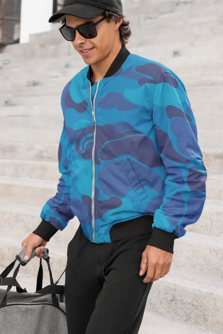 Alpine Blue Retro Bomber Jacket