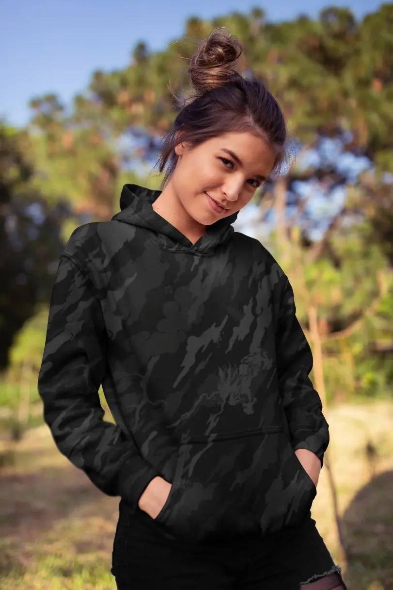 Alpine Black Retro Female Sublimation Hoodie