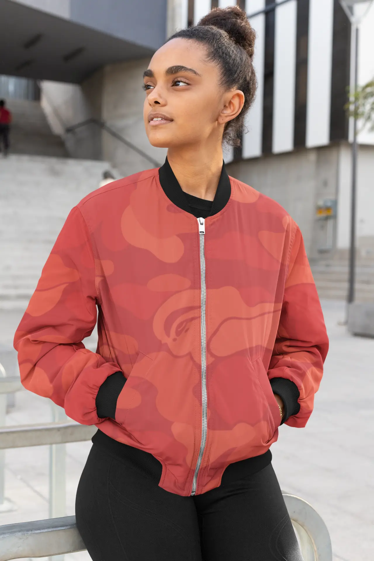 Alpine Red Retro Female Bomber Jacket